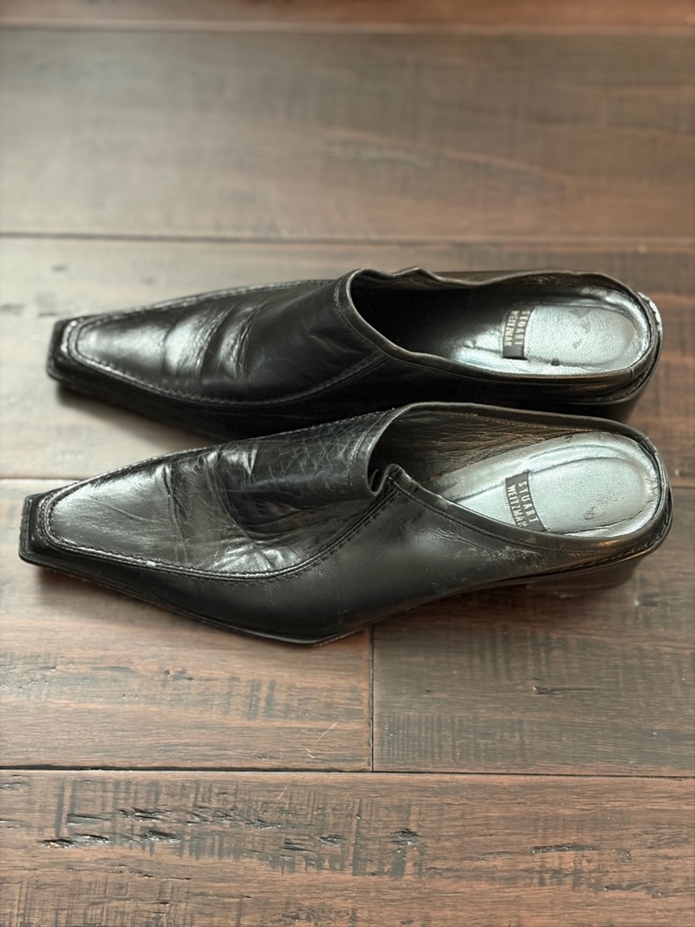 Stuart‎ Weitzman Mens Vintage Black Leather Pointed Slip On Mules A217759 - Picture 10 of 14